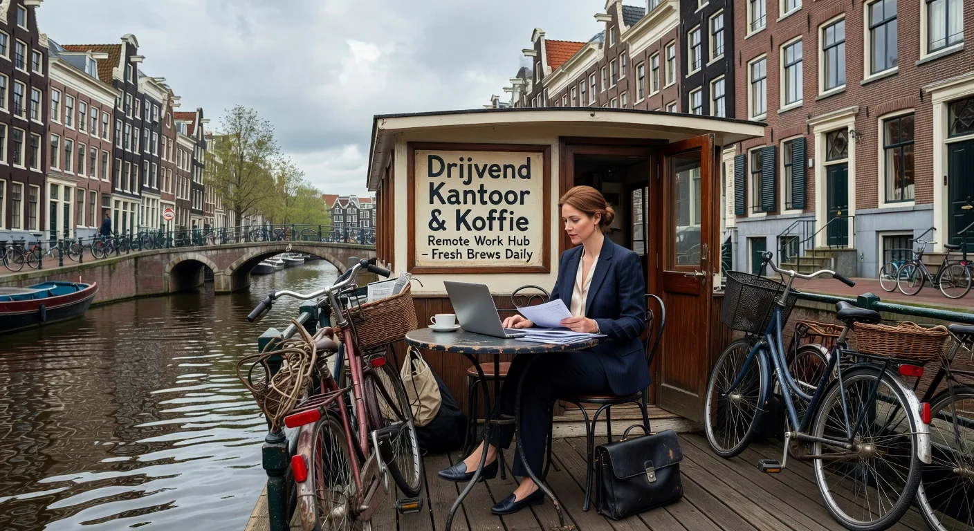 Amsterdam canals with boat cafe — Solar Vortex Anchor