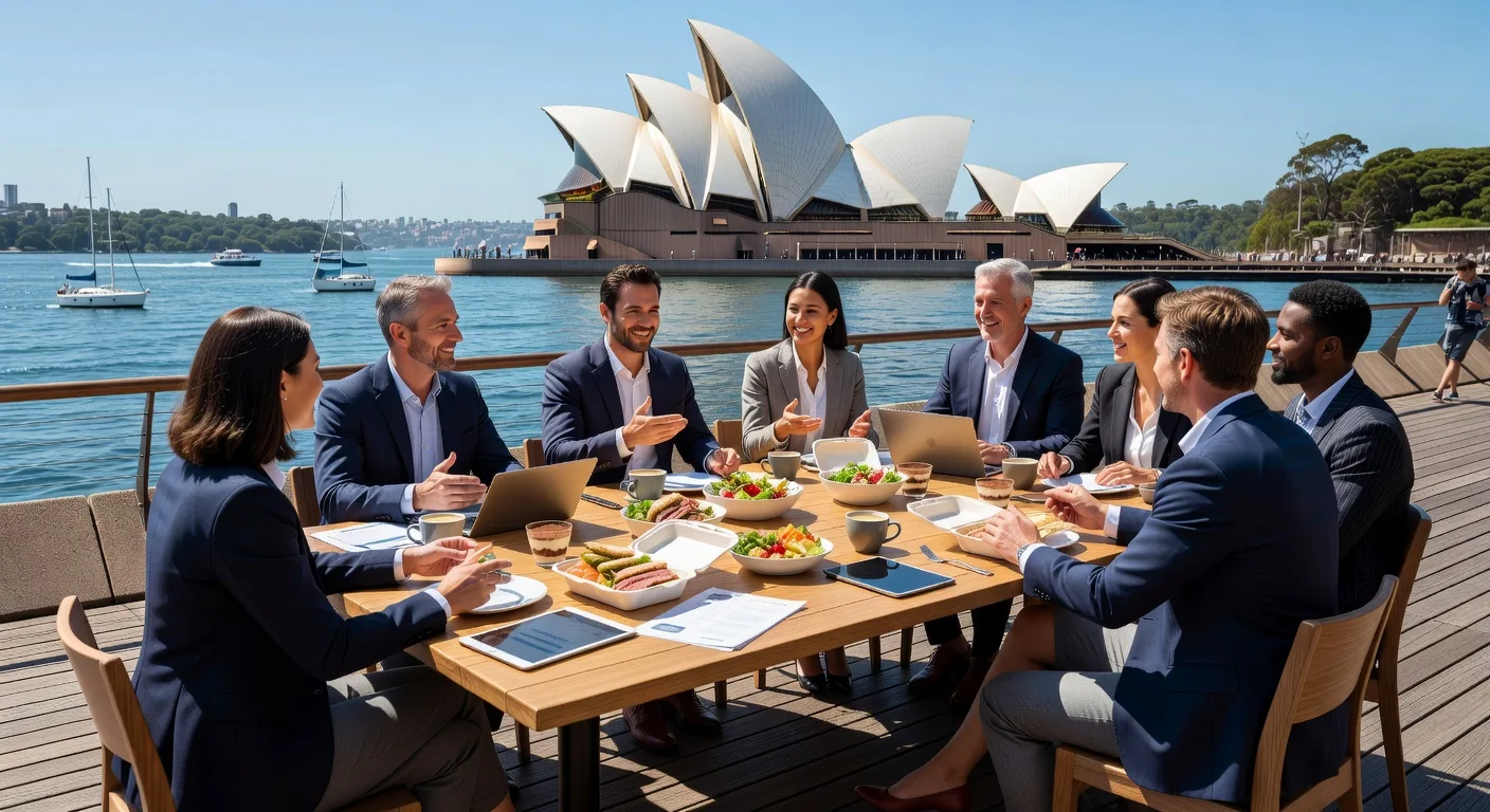 Solar Vortex Anchor team lunch meeting at Sydney Opera House